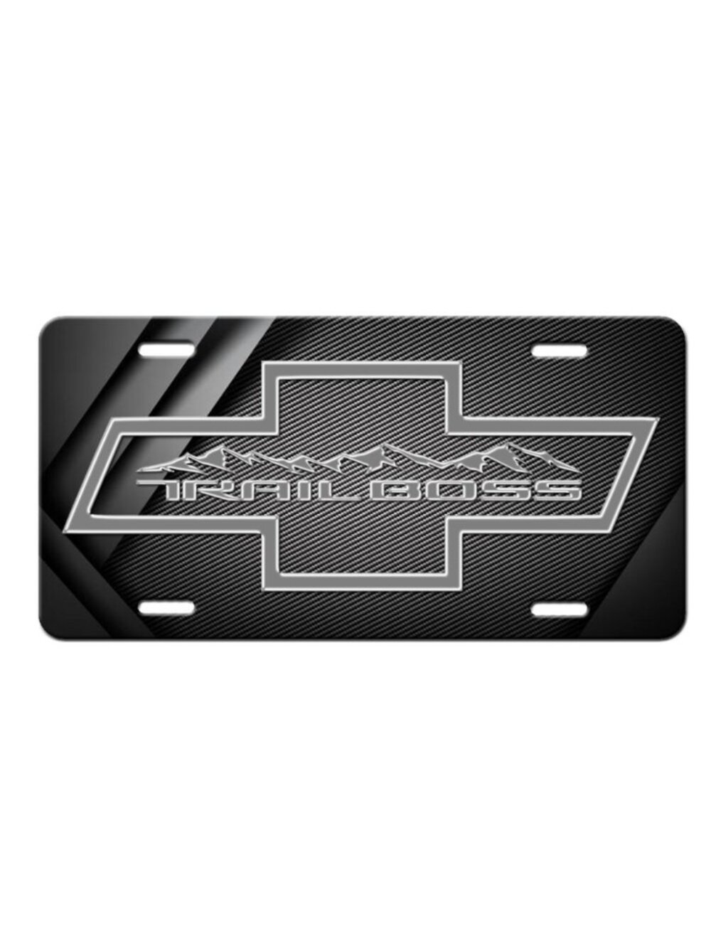 Chevy Trail Boss Metal Vanity Aluminum License Plate Tag New Silver Black